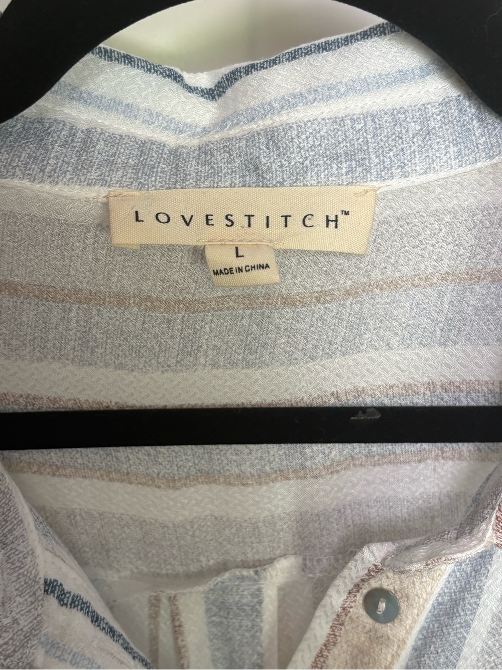 Lovestitch Button-Front Striped Shirt Dress in Blue & Cream (Large) - Picture 4 of 4
